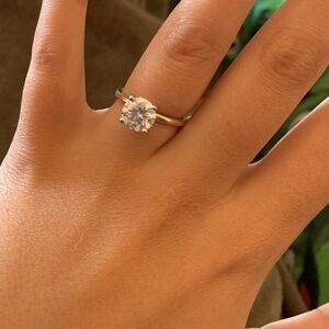 1.5 carat engagement ring, circle solitaire, high setting,  gold band